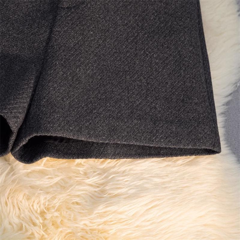 Petite Women's A-line Wool Shorts - High Waist, Gray, Versatile Wide-Leg for Autumn/Winter 2024