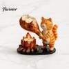 Woodland Candle Decor Campfire Animal Tealight Holder, Durable Resin with Cat Miniature Fox And Dachshund Figurines, Warm Cozy Atmosphere Decorative
