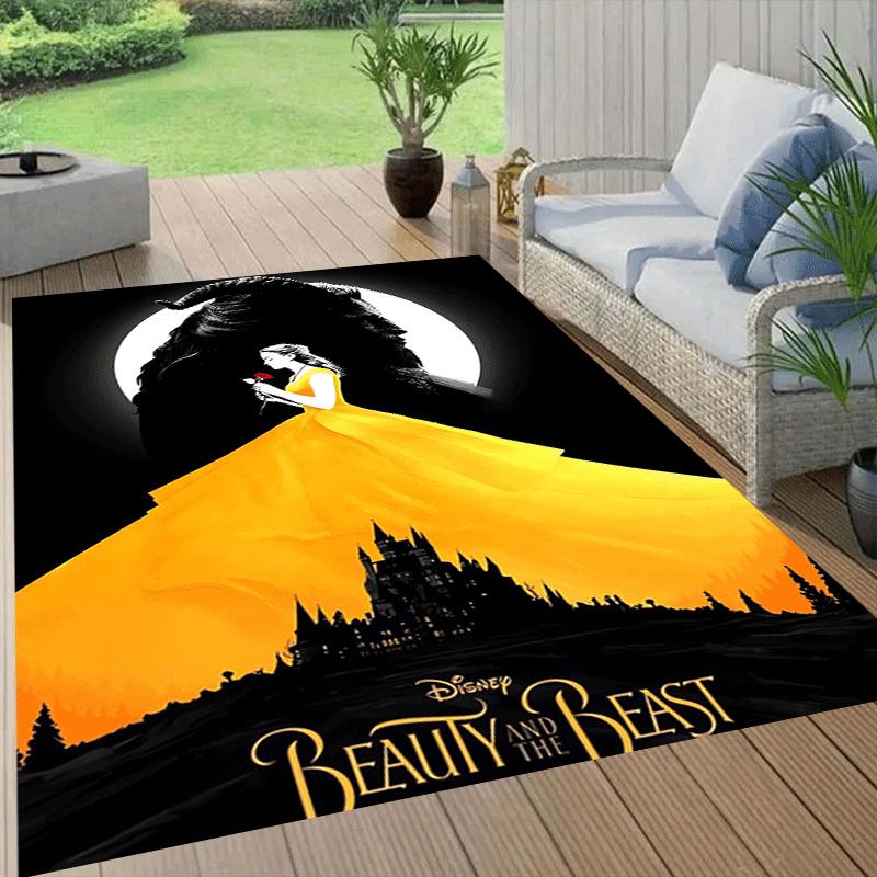 1pc Beauty and the Beast Carpet Area Rug, Bedroom, and Playroom Durable, Stain-Resistant, and Easy To Clean, Living Room