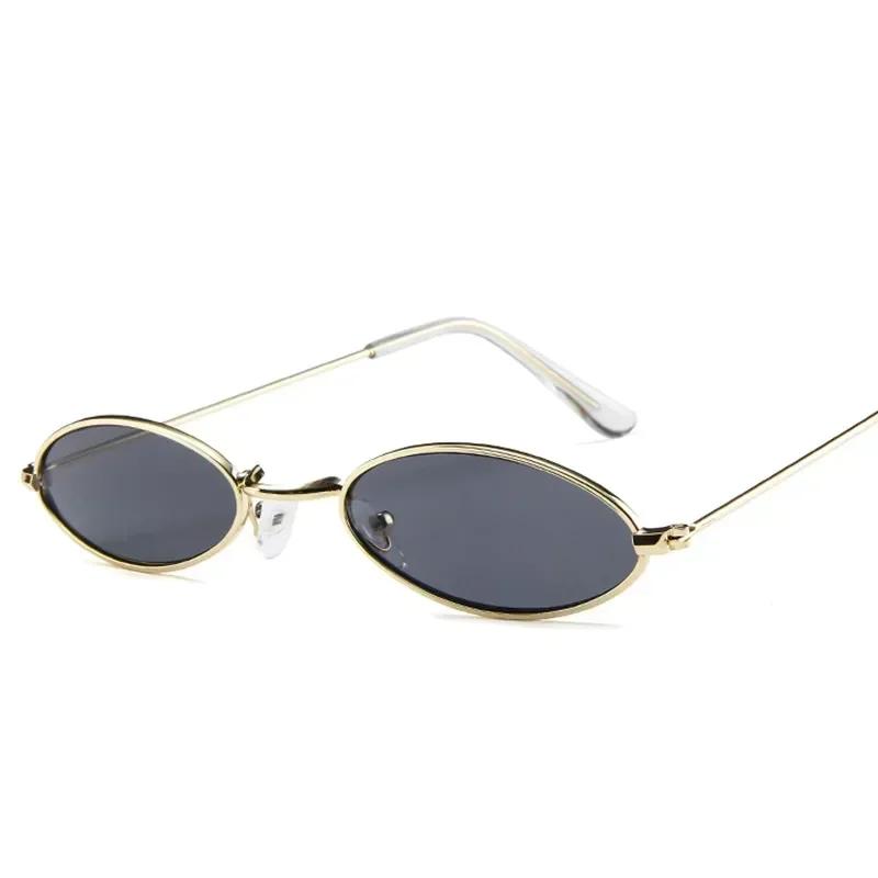 Lunettes de soleil rétro ovales pour hommes et femmes, monture métallique rétro, jaune, rouge, Vintage, petites lunettes de soleil rondes pour femmes