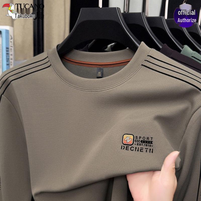 

Мужская хлопковая футболка с длинным рукавом и круглым вырезом в стиле кэжуал - однотонная, легкая, идеальна для весны и осени Size 54: 150-165 jin