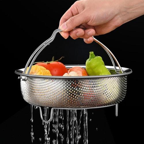 Stainless Steel Steamer Basket, Vegetable Steaming Basket, Pot Steamer Rack, Rice Cooker Basket, Easy Steaming Plate for Placing On a Pot, Basket, Net