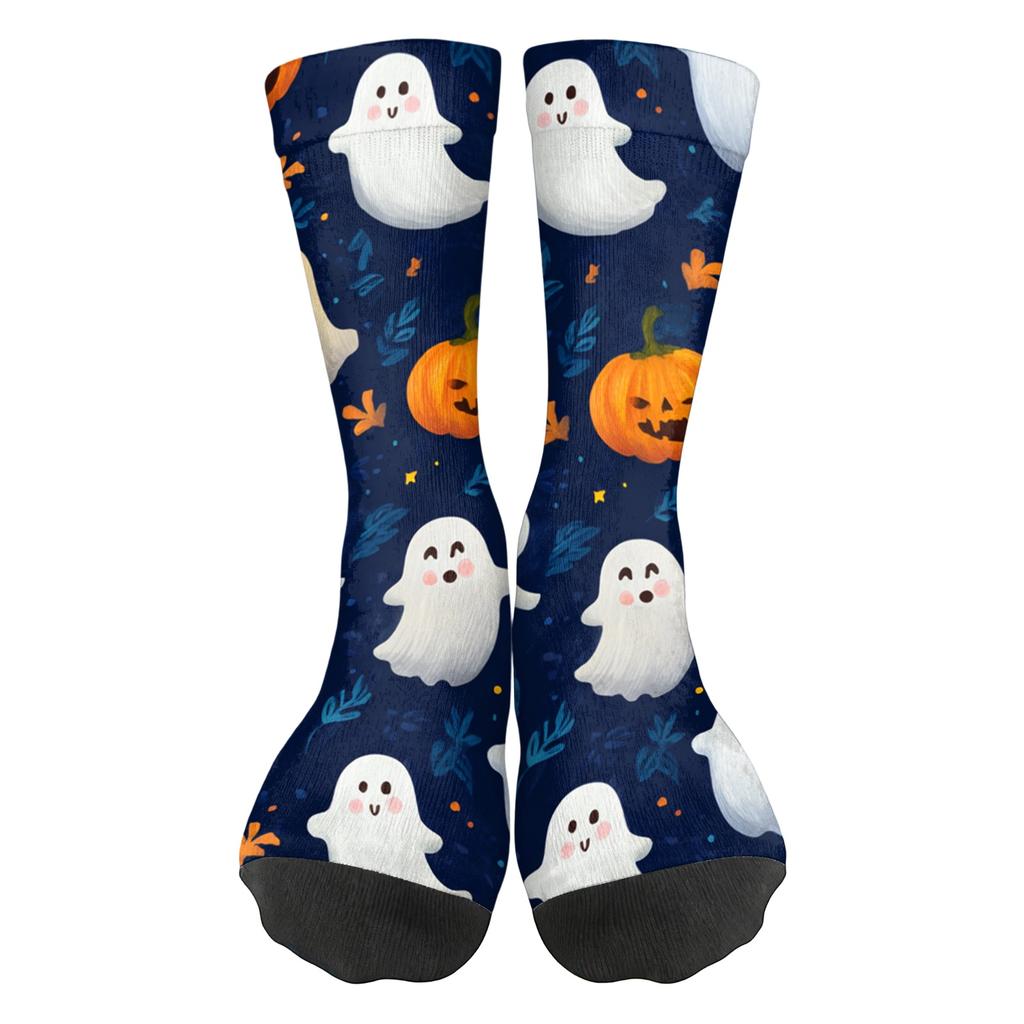 Unisex Mid-Calf Socks with Halloween Print Breathable Comfort Fit for Casual Wear