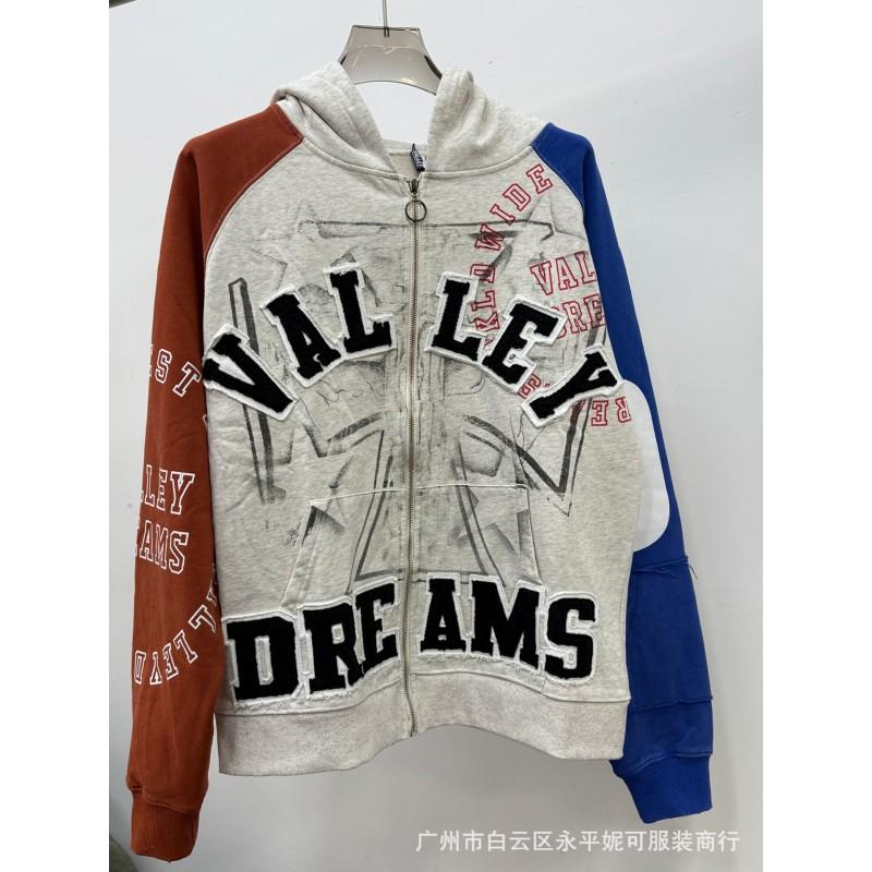 Premium Streetwear Hoodie With Rhinestone Embellishment Oversized Zip-Up Sweatshirt Men Cotton Blend Loose Fit