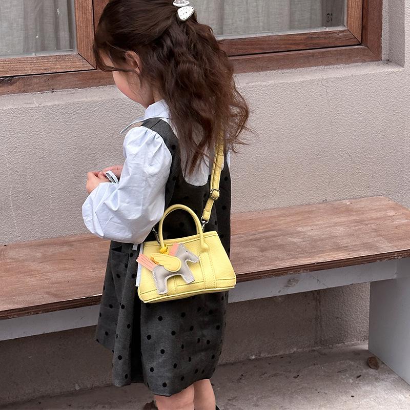 Girls' Mini Crossbody Tote Bag - Solid Color Handbag & Coin Purse for Outings