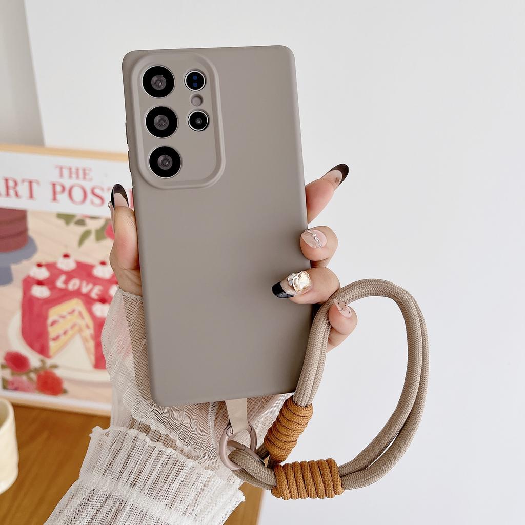 Suitable for Samsung S25 Ultra Mobile Phone Case Liquid Silicone S24Plus Hand Lanyard S23 New S22 Full Cover