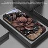 Brown and Black Flower Patterned Glass Phone Case Suitable for Samsung Galaxy S26 S25 S24 S23 S22 S21 S20FE/Ultra/Plus Anti Drop