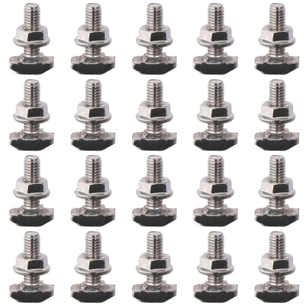 20 Sets Carbon Steel M6 Hexagon Flange Nut Set M6x20mm Hammer Head T-Bolt