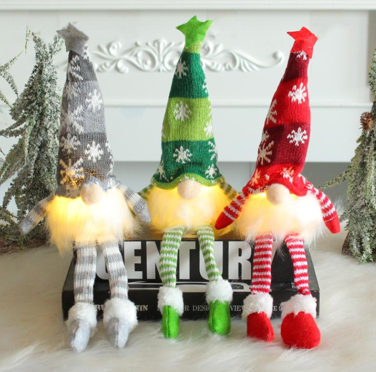 1 Stück Frohe Weihnachten Leuchtender Wichtelpuppe Plüsch Elf Weihnachtsmann Schneemann Rentier Weihnachten Gesichtsloser Wichtel LED-Licht Partyzubehör Heimdekoration
