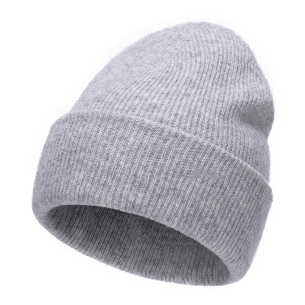 % Merino Wool Knitted Hat Solid Color Soft Waxy Flipped Brim Warm Men's and Women's Casual Versatile Wool Hat