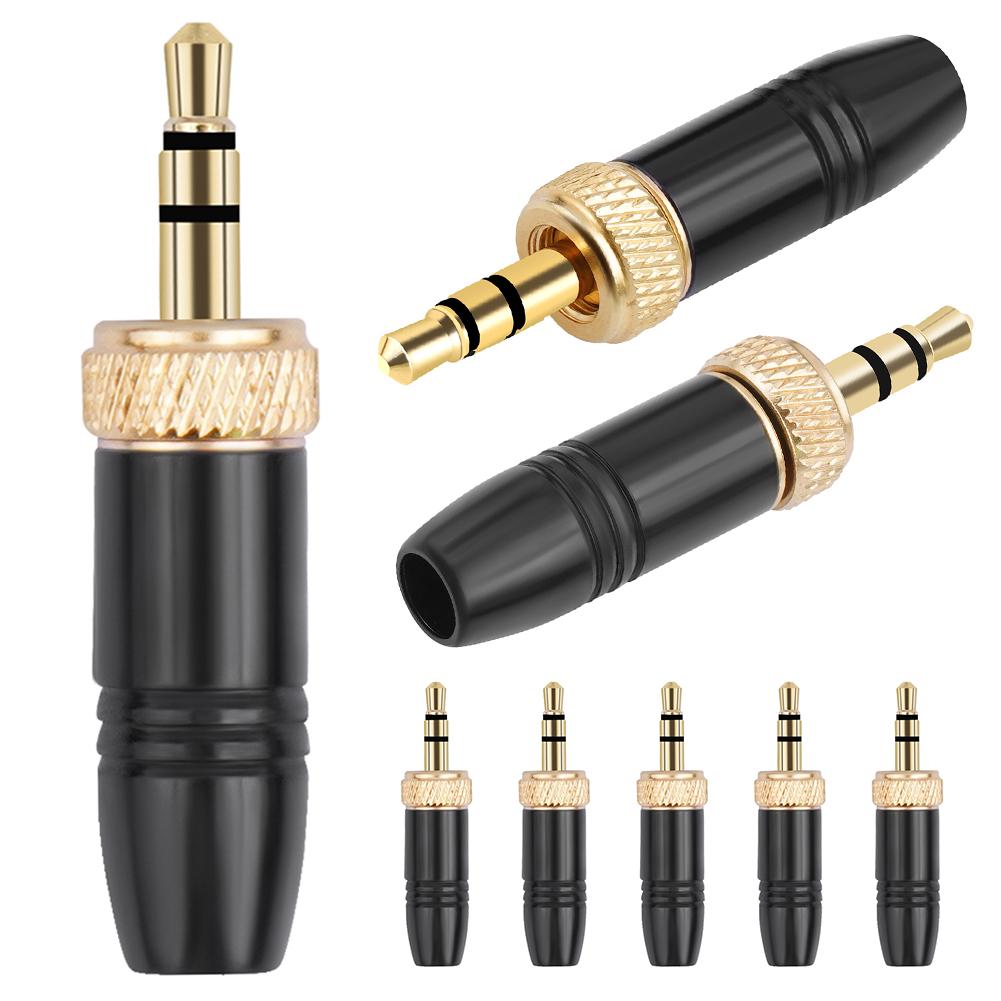 3.5mm Plugs with M6 Internal Thread 3.5mm 1/8inch Solder DIY Audio Cable Connector Spare Plug for Lavalier Wireless Microphone