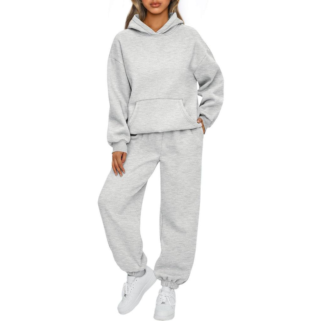Women's Leisure Suit Long Sleeved Loose Hoodie Sweatshirts and Trouser Autumn Female Fashion Two Piece Set