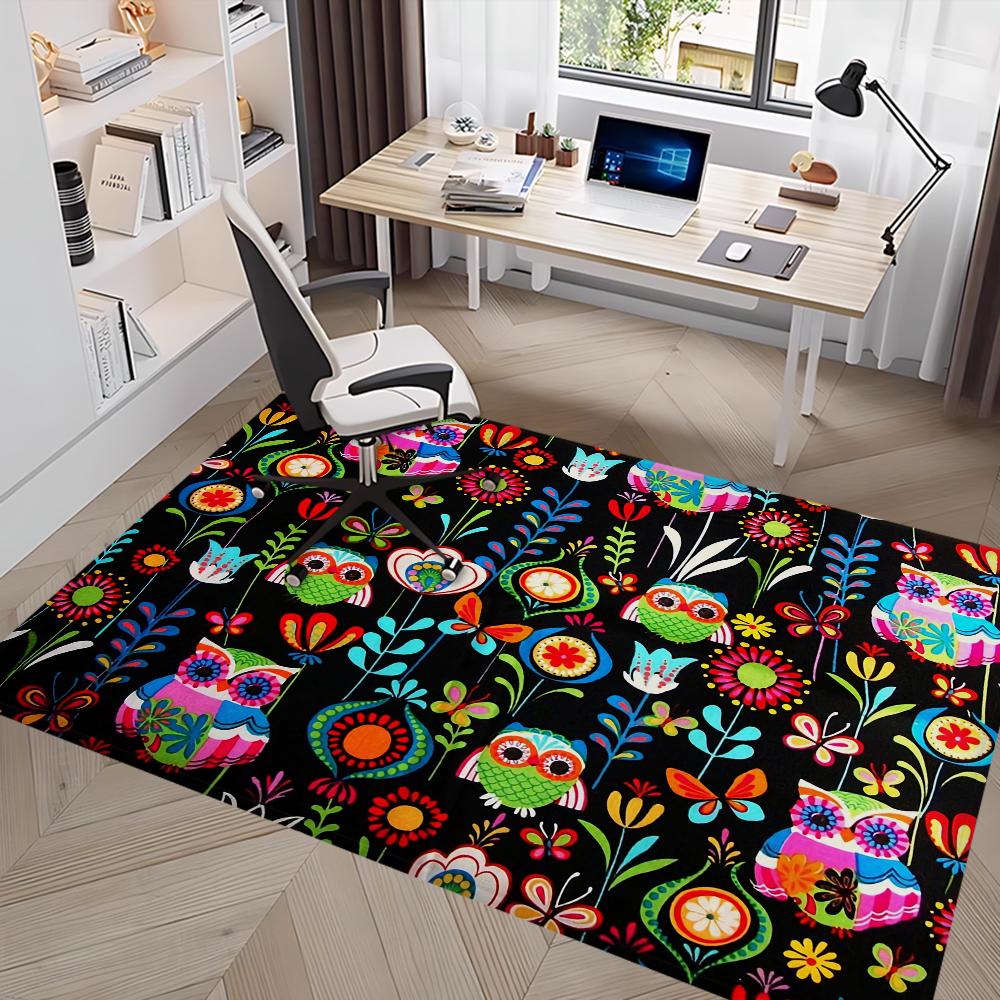 Pattern Colorful Owls Floor Mat INS Style Soft Bedroom Floor House Laundry Room Mat Anti-skid Household Carpets
