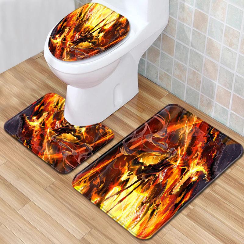 Animation Bathroom Floor Mat Three-Piece Bathroom Carpet Toilet Mat Set Door Mat Bathroom Non-Slip Mat
