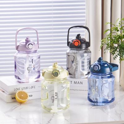 Nouveau sous-marin tonnes baril Tongqu étudiants tasses en plastique tasses de paille 1200ml grande capacité bouilloire Portable extérieure.