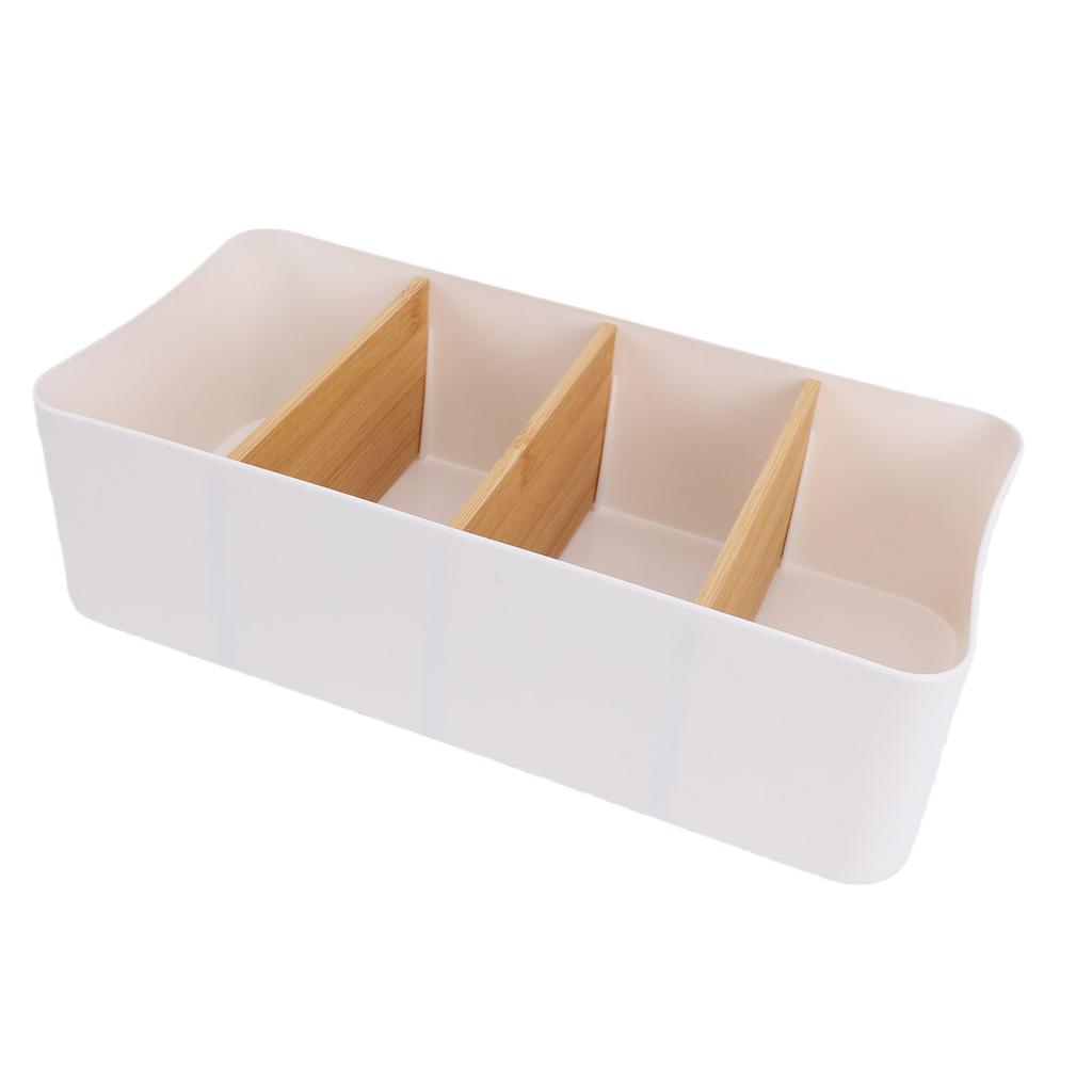Desktop Organizer Box with Removable Dividers 4 Grid for Office Supplies Cosmetics Storage 26.6x12.8x 7.9cm Multi