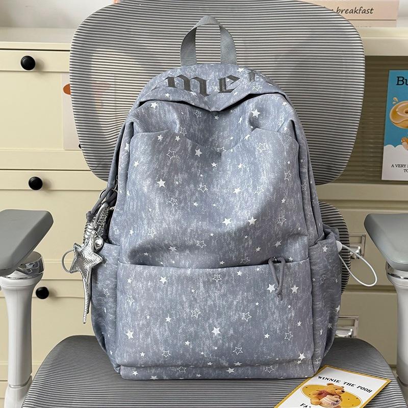 Schoolbag French Cold Fog Tone Star Full Print Schoolbag Ins Niche Girl School Commute Travel Versatile Backpack