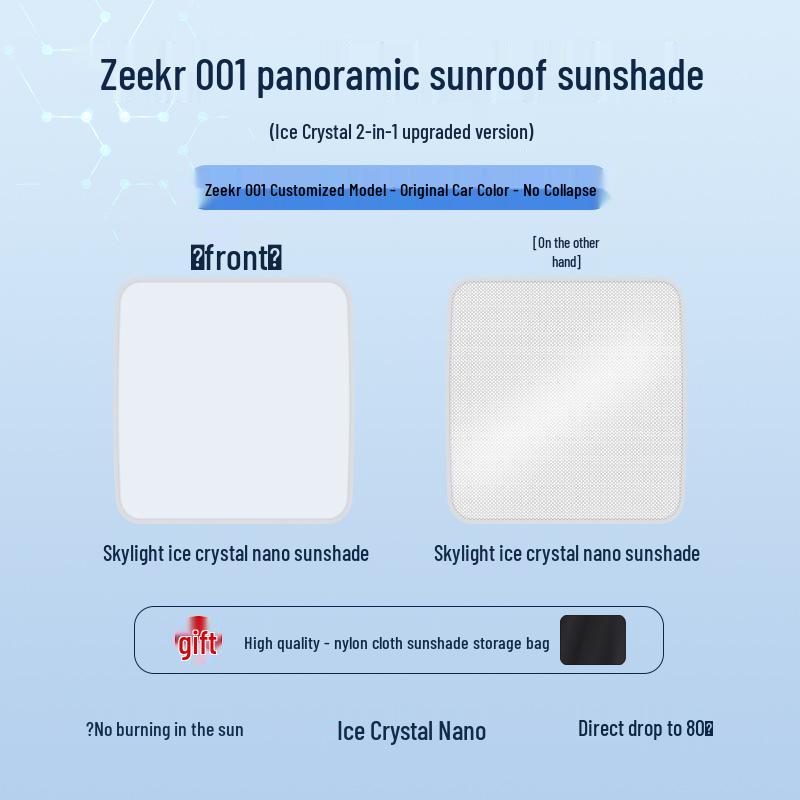 Zeekr 001 Sunroof Sunshade: Ice Crystal Heat Insulation & Privacy Board for 2024-2025 Models ZEEKR 001 Model 24-25