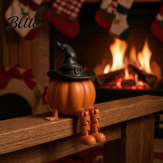 PLA Plastic Ornaments Halloween Desktop Decoration Movable Wizard Pumpkin Devil Ghost Figurine 3D Printed Figurines for Bookshelf Table And Window,