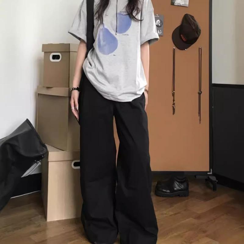 Summer Round Neck Vintage Printing Street Style Cotton T-shirt Women Short Sleeve Harajuku Pullover Top Tee