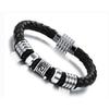 European and American Stainless Steel Titanium Steel Leather Rope Bracelet, Men's Cool Personalized Versatile Bracelet Jewelry