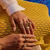 18K Gold Plate Stainless Steel Rings Modern Minimalist Lines Double-layer Hollow Geometric Zircon Open Ring