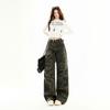 Early Spring High Street Camo Relaxed Slim Floor Cargo Wide Leg Denim Pants For Women Casual Pants Oversize Denim Trousers