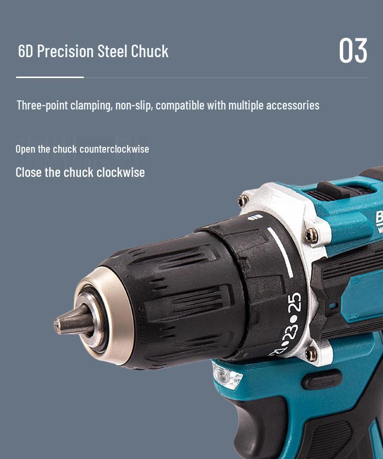 10mm High-Speed Brushless Dual-Speed Handheld Lithium Battery Drill for Metal & Electricians