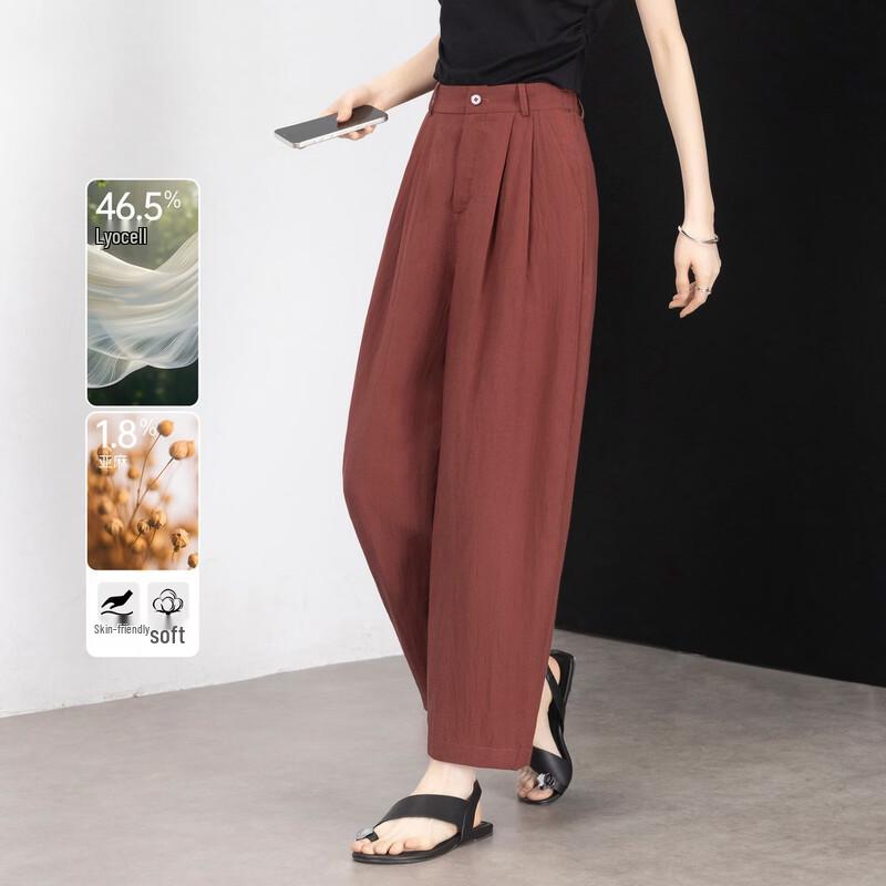 Women s Tencel Linen Blend Cropped Paperbag Pants M