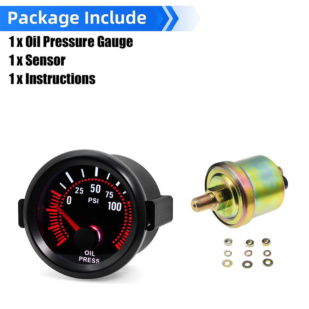Universal 12V 2" 52MM Car Gauge Water Temp 40-120℃ Oil Temperature Boost PSI BAR Oil Pressure 0-100PSI Voltmeter Vacuum Gauge