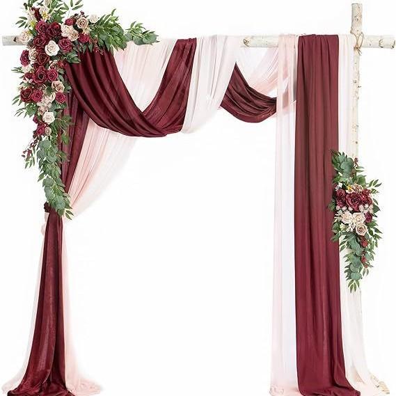 Luxury Wedding Arch Flower Six-Piece Set - 2 Pieces Flower Game 3 Pieces Curtain 1 Arch Suitable For Wedding Diy Decoration