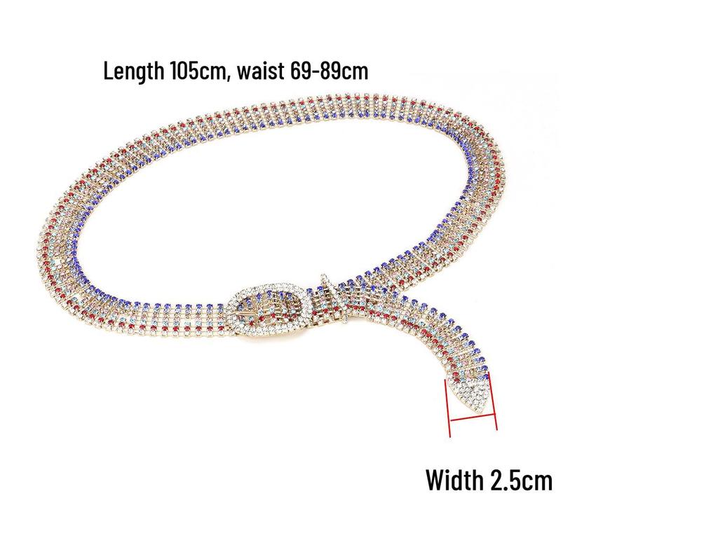 Lanț de talie colorat cu strasuri strălucitoare: Curea Decorativă Elegantă pentru Rochii și Pantaloni cu Design Înalt