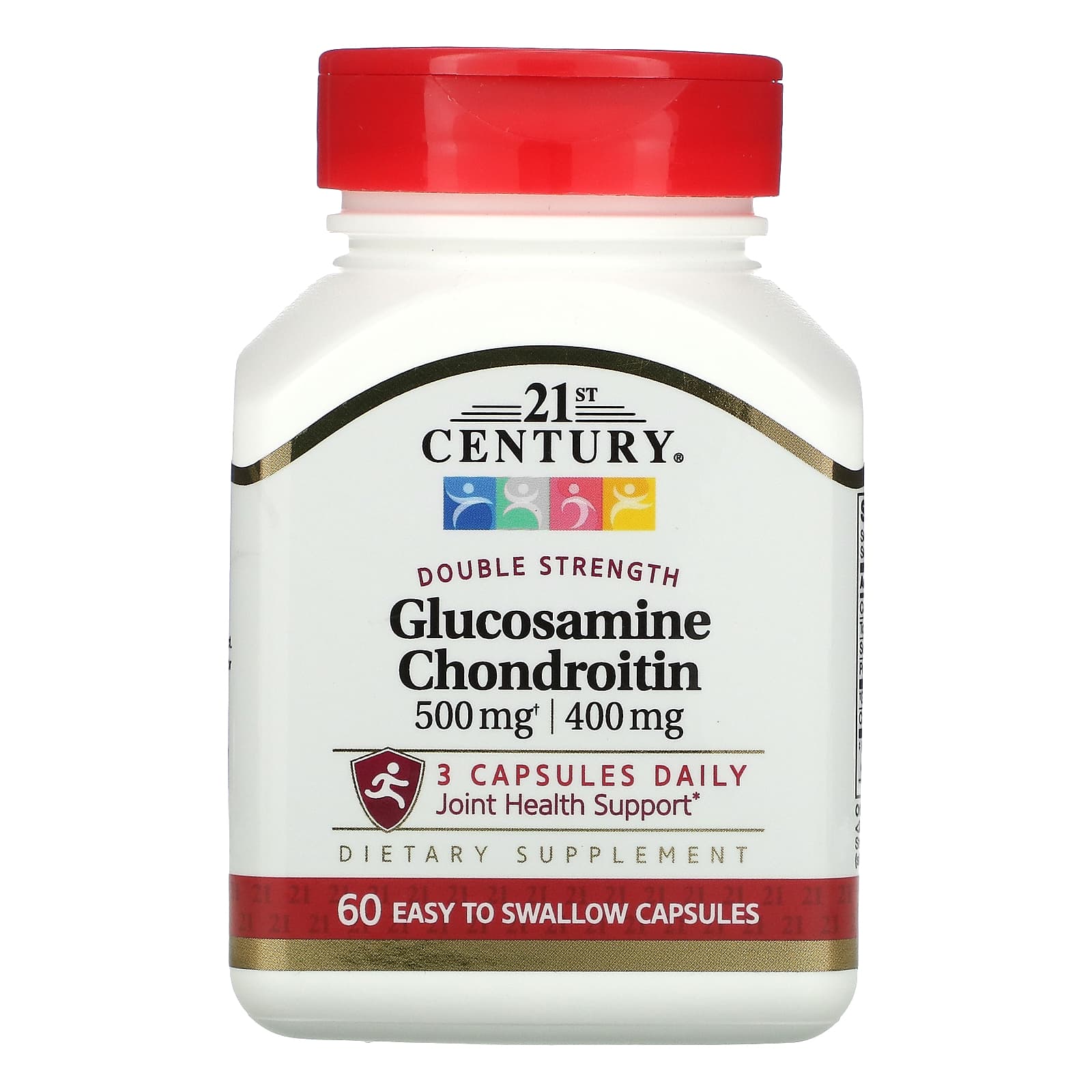 

21st Century, Glucosamine/Chondroitin, Double Strength, 1500Mg/1200Mg, 60 Easy-to-Swallow Capsules (500Mg/400Mg per Capsule)
