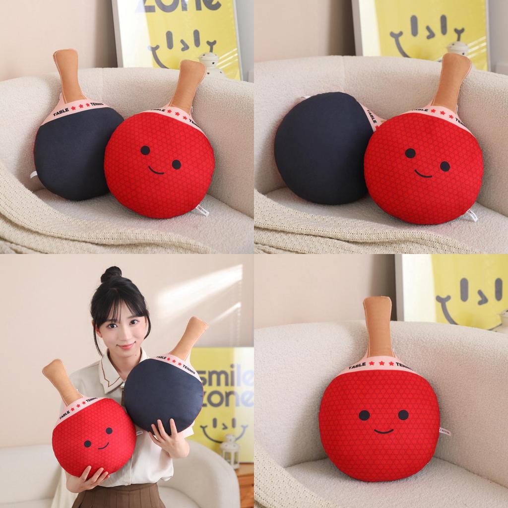 Adorabile Cuscino a Forma di Racchetta da Ping Pong Peluche Double-sided Giocattolo Morbido Per Bambine 42x30cm