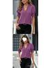 Women's Summer V-Neck Puff Sleeve Solid Color Top