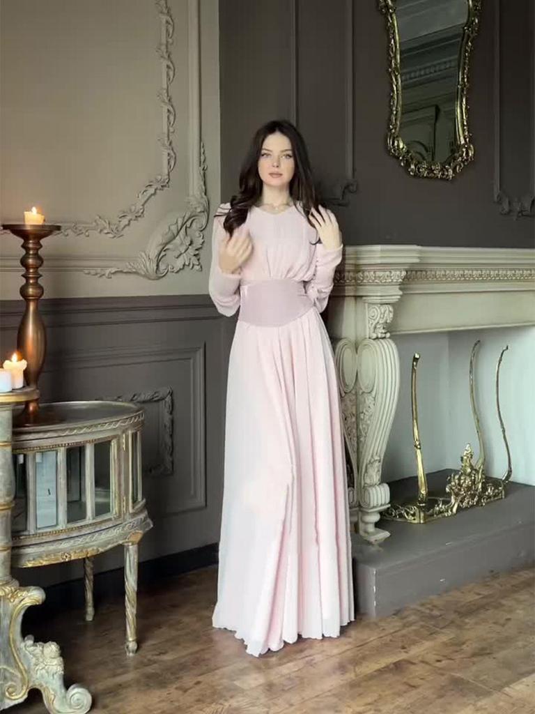 Retro Long Sleeve Waist-Cinching Fairy Dress 2025 - European and American Spring Style