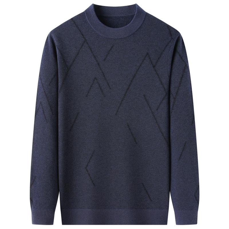 

ROMON Men s 100% Wool Striped Mock Neck Sweater L