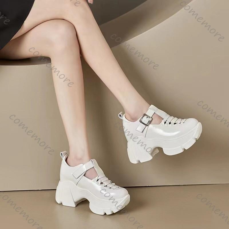 Fashion Comemore Summer New Mary Jane High Heel Sandals Hollowed Out Thick Bottom Beige Black Women's Shoes Fashion Breathable Sandales