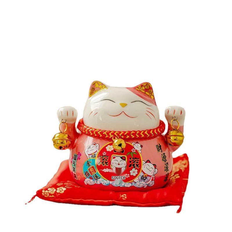 Lucky Cat Ceramic Decor: Creative Japanese Fortune Cat Small Piggy Bank - Ideal Gift for Store Openings