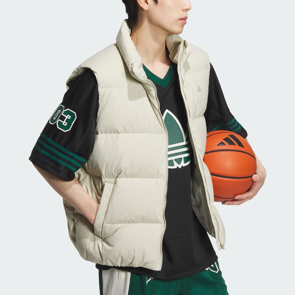 Adidas Basketball Activation Verbiage Casual Loose Stand Collar Vest Men Vests Light-Sesame Earth-Gray JJ4963