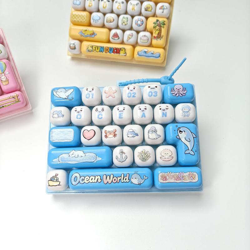 Keycap Fidget Keychain 26 Key Clicker Mini Keyboard Button Sensory Toy for Adults Kids ADHD Anxiety Relief