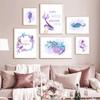 Mermaid Poster Cartoon Starfish Wall Art Hippocampus Nordic Poster and Print White Purple Canvas Painting Picture Home Decor No Frame