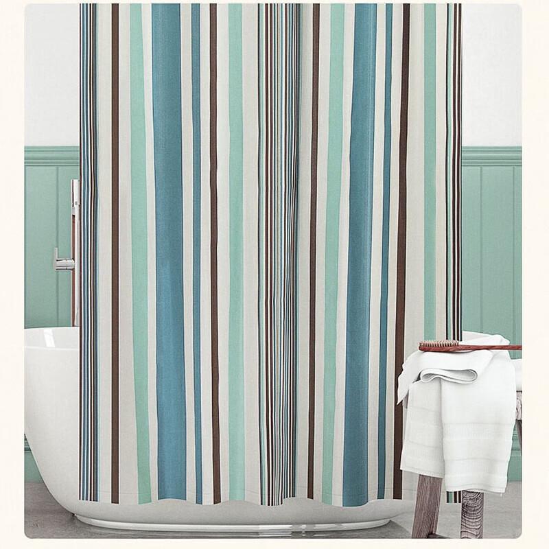 Powerpoint Striped Blue Waterproof Shower Curtain