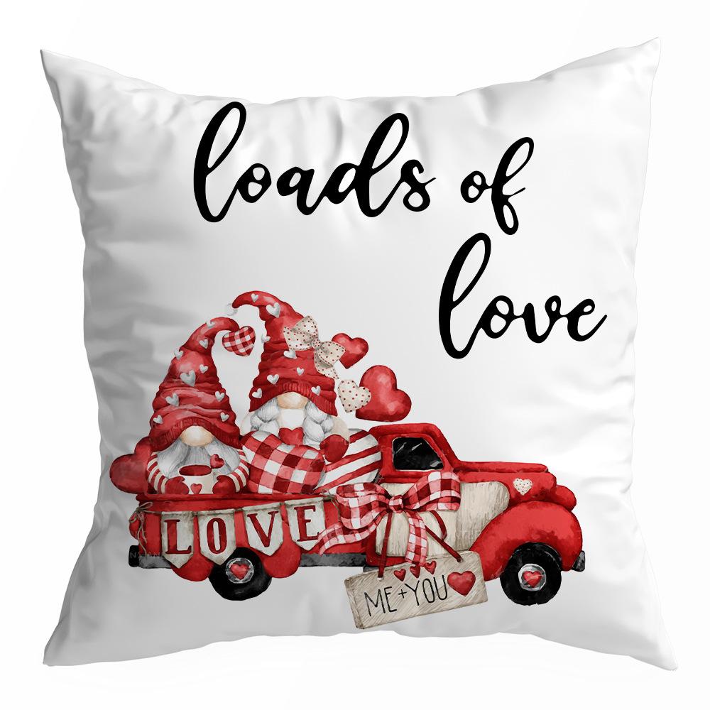 Valentine's Day Pillowcase, Peach Skin Velvet Heart Print Home Fabric Sofa Pillow, Car Waist and Back Cushion Cover