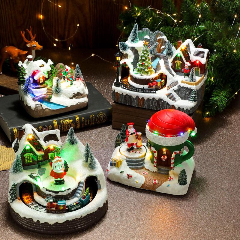 Musikalische Weihnachts-Licht-Drehzug-Ornamente Figuren-Set