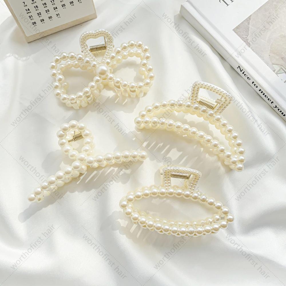 New Fashion Exquisite Medium Small Pearl Geometric Hairpin Hair Crab Hair Claw Women Girl Hair Accessori Headwear accessory