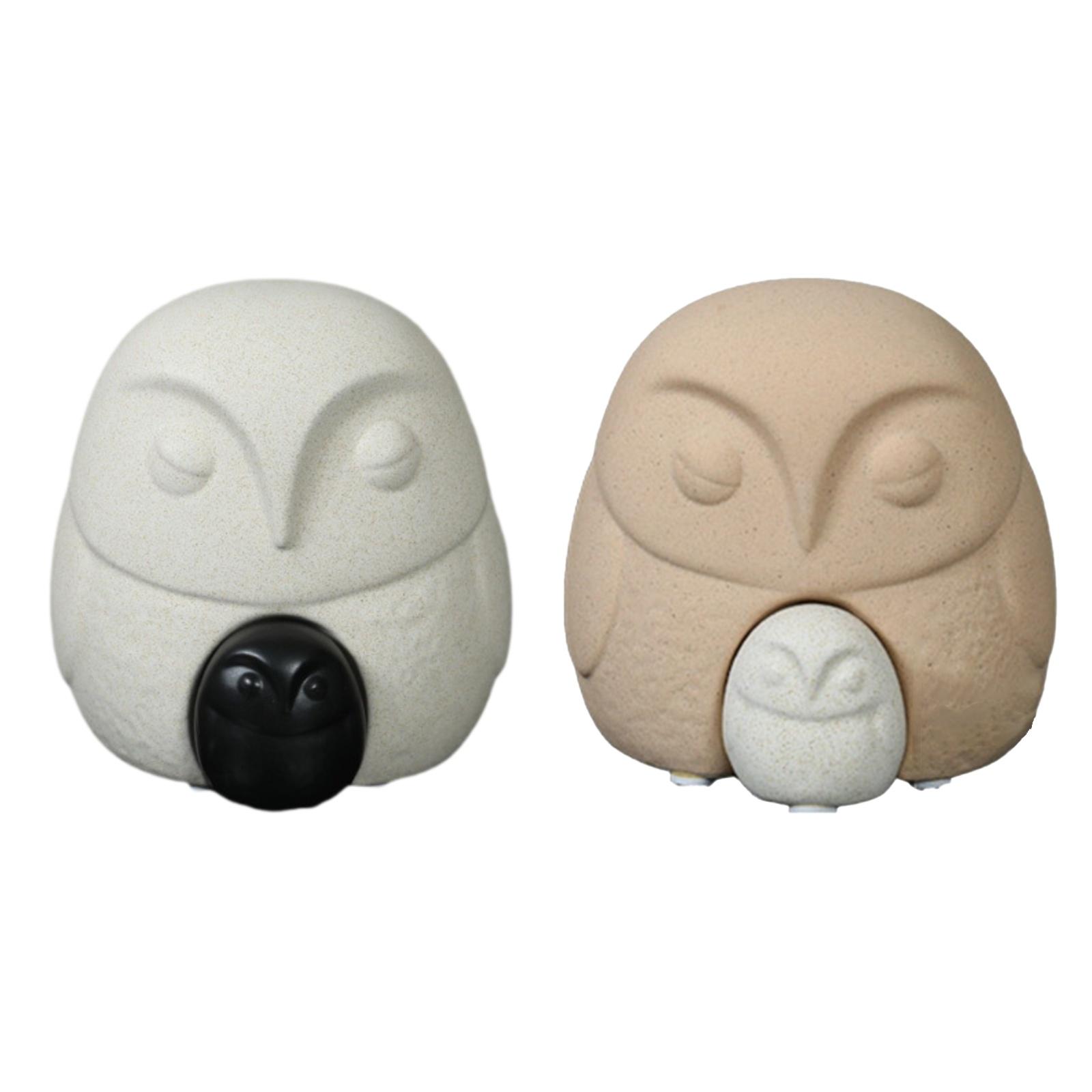 

2x Owl Sculpture Ceramic Owl Statue for Cabinet Desktop Housewarming Gifts 15cmx15.2cm