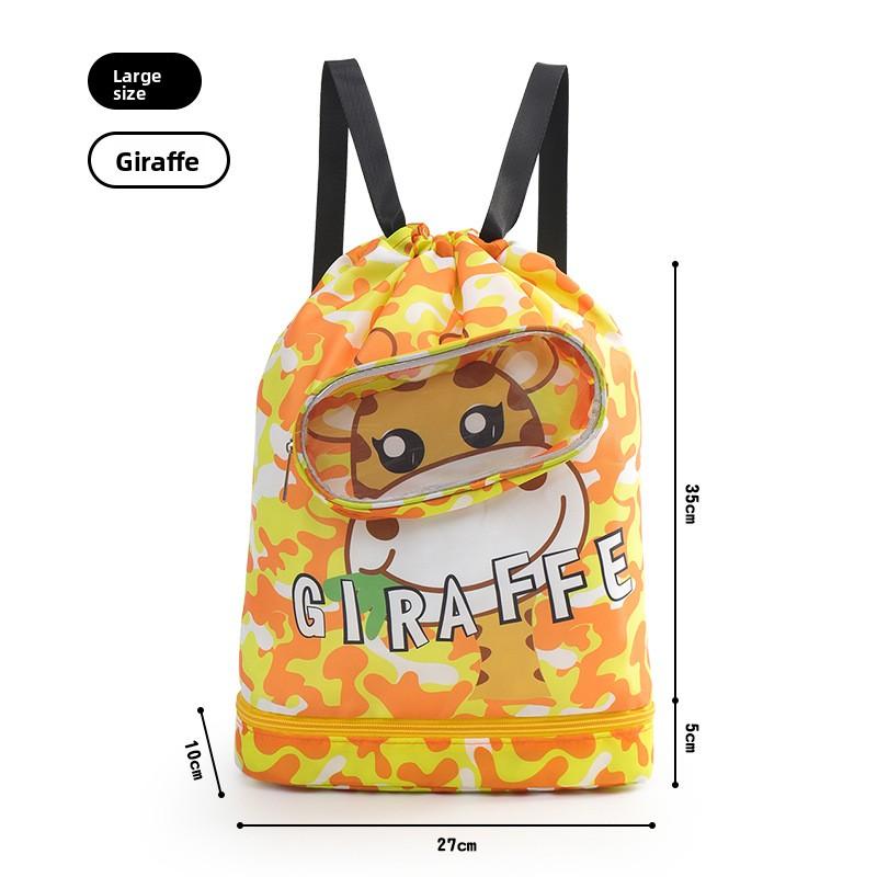Children's Waterproof Storage Bag with Wet and Dry Separation, Portable Cartoon Backpack for Boys and Girls, Travel Storage Bag