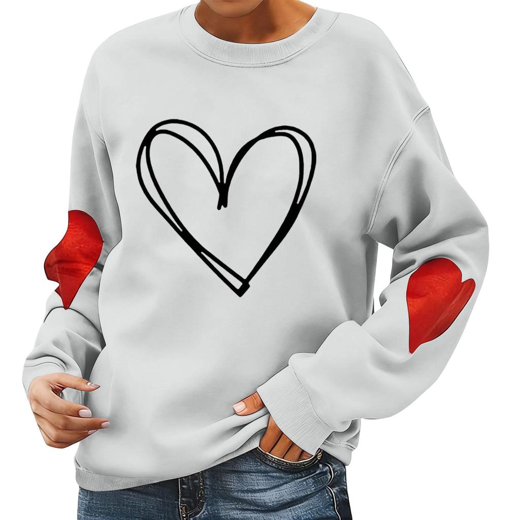 Ladies' Valentine's Day Printed Casual Long Sleeved Sports Hoodie Top