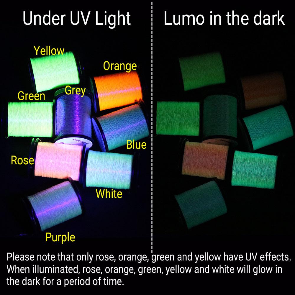 1Spool 150D Shimmering Lumo Fly Tying Thread Material Flashy and Glow Ideal for Buzzers, Dry/Wet Flies & Fly Body